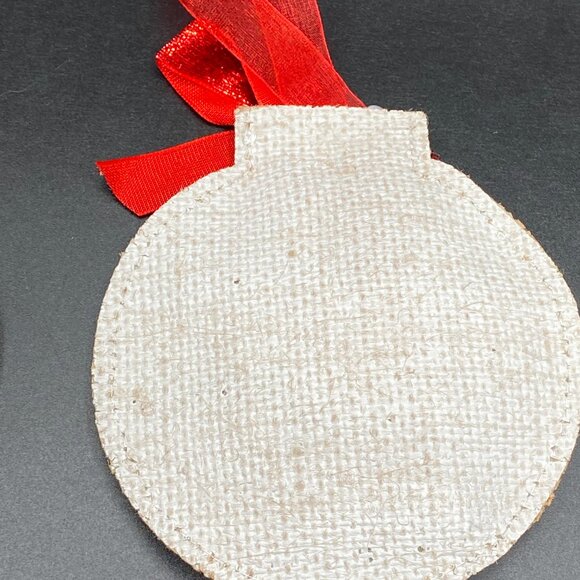 Holiday Time "Merry Christmas" Red Green Burlap Ornaments Set of 4 - Picture 8 of 12